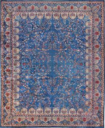 Blue Oversize Floral Antique Indian Rug 49847 Nazmiyal