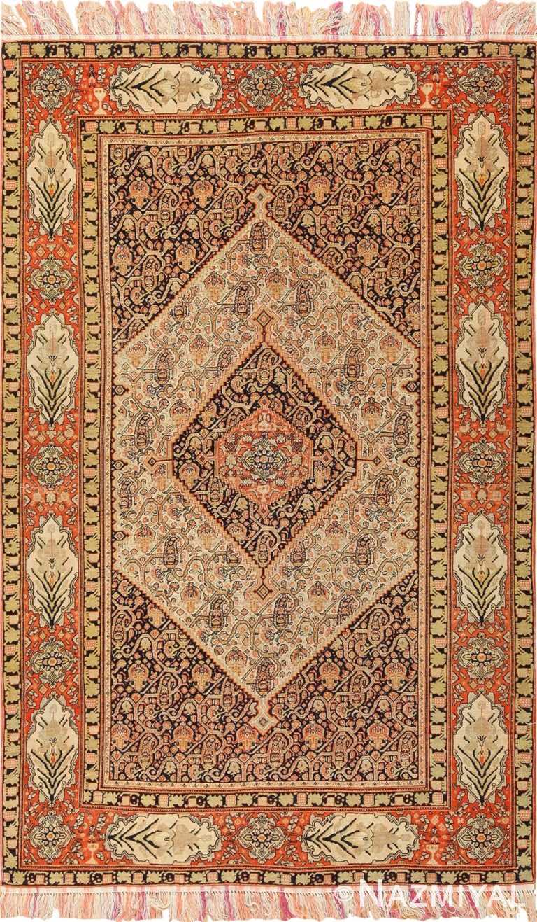 Silk and Wool Antique Persian Senneh Rug 49850 Nazmiyal
