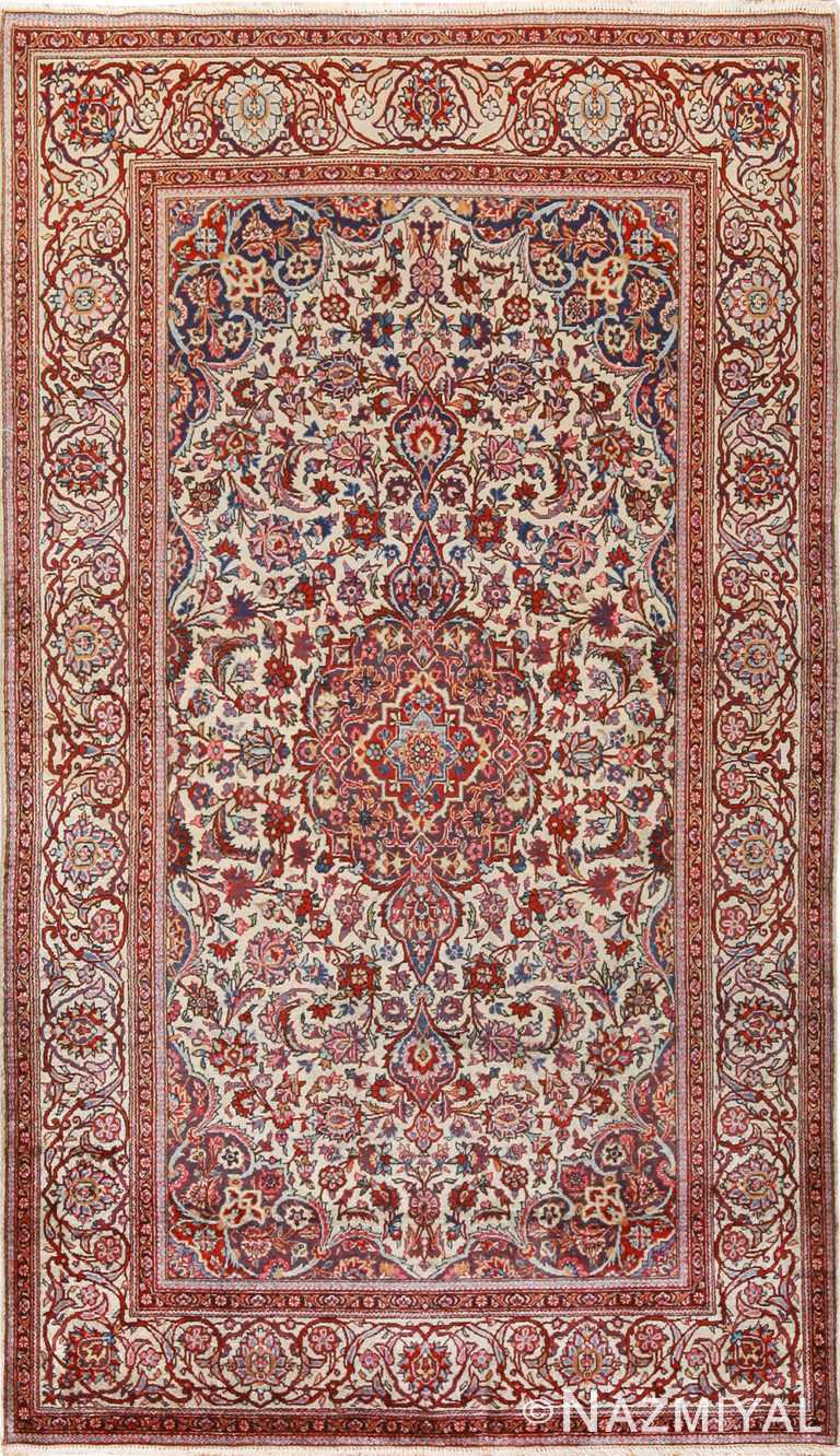 Small Size Antique Silk Persian Kashan Rug 49853 Nazmiyal