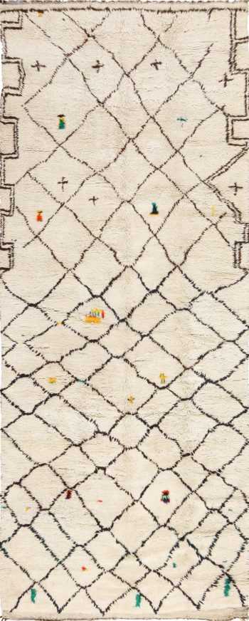 Vintage Shaggy Beni Ourain Moroccan Berber Carpet 49885 - Nazmiyal