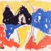 Vintage Yellow Black Red Blue Artist Jan Cremer Art Rug #49943 Nazmiyal