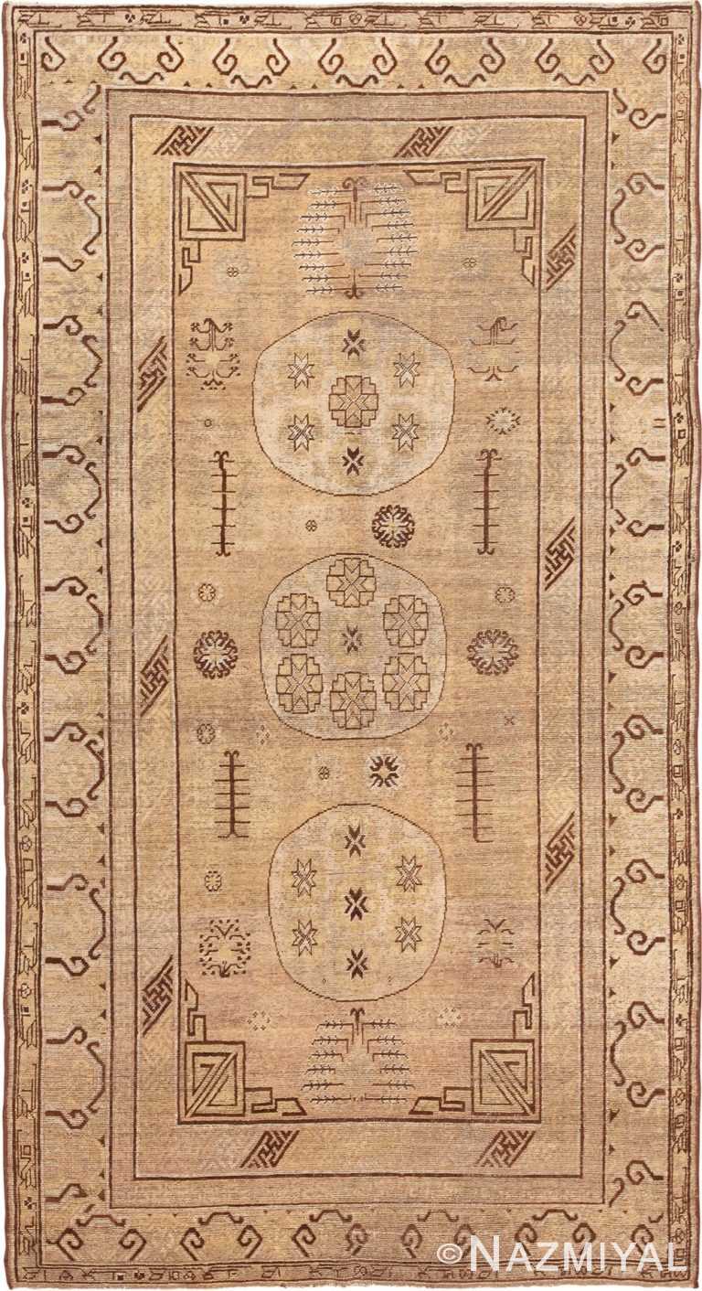 Decorative Antique Earth Tone Color Khotan Rug #49980 - Nazmiyal