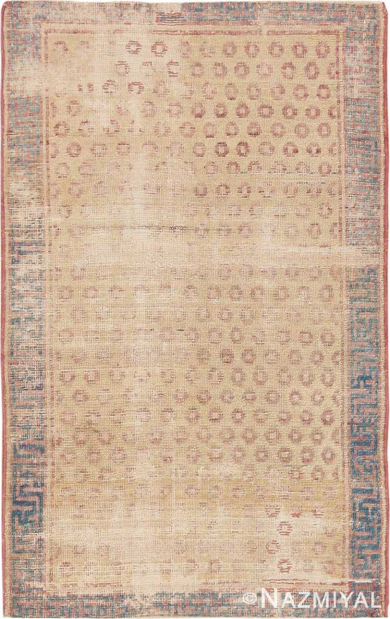 Small Tribal Antique Distressed Shabby Chic Khotan Rug #49969 from Nazmiyal Antique Rugs in NYC