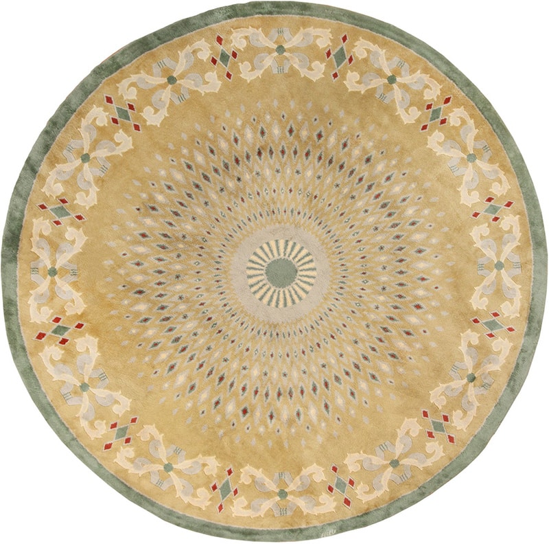 Antique French Leleu Art Deco Round Rug - Nazmiyal