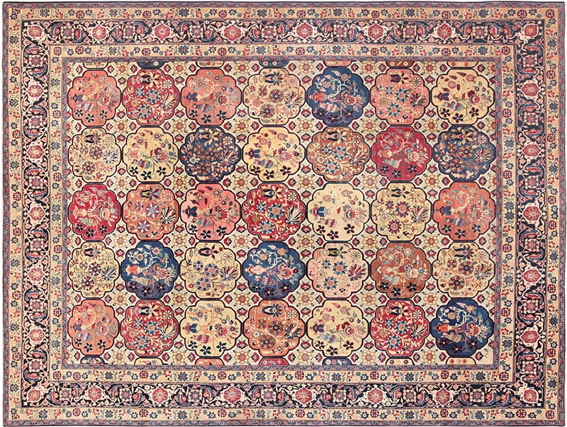 Rectangular Antique Persian Tabriz Rug - Nazmiyal