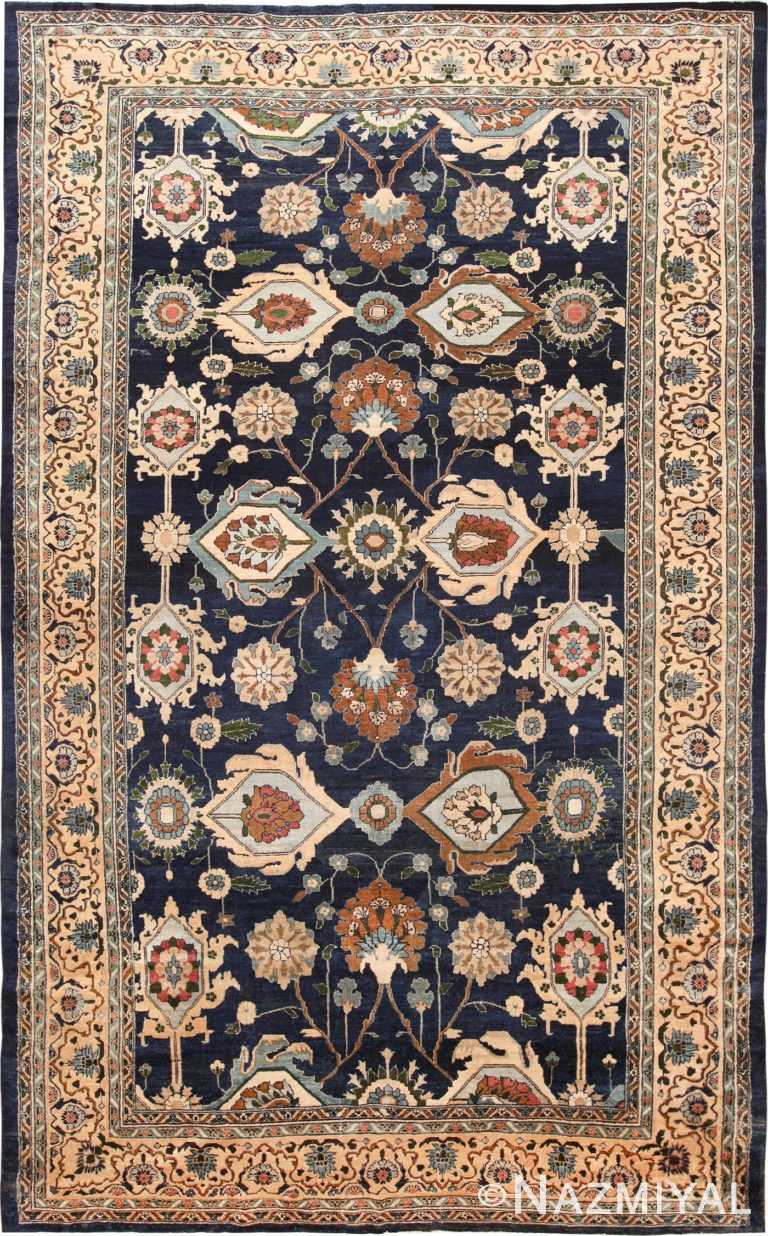 Picture of the Large Blue Antique Persian Malayer Rug #70010 from Nazmiyal Antique Persian Rugs in NYC