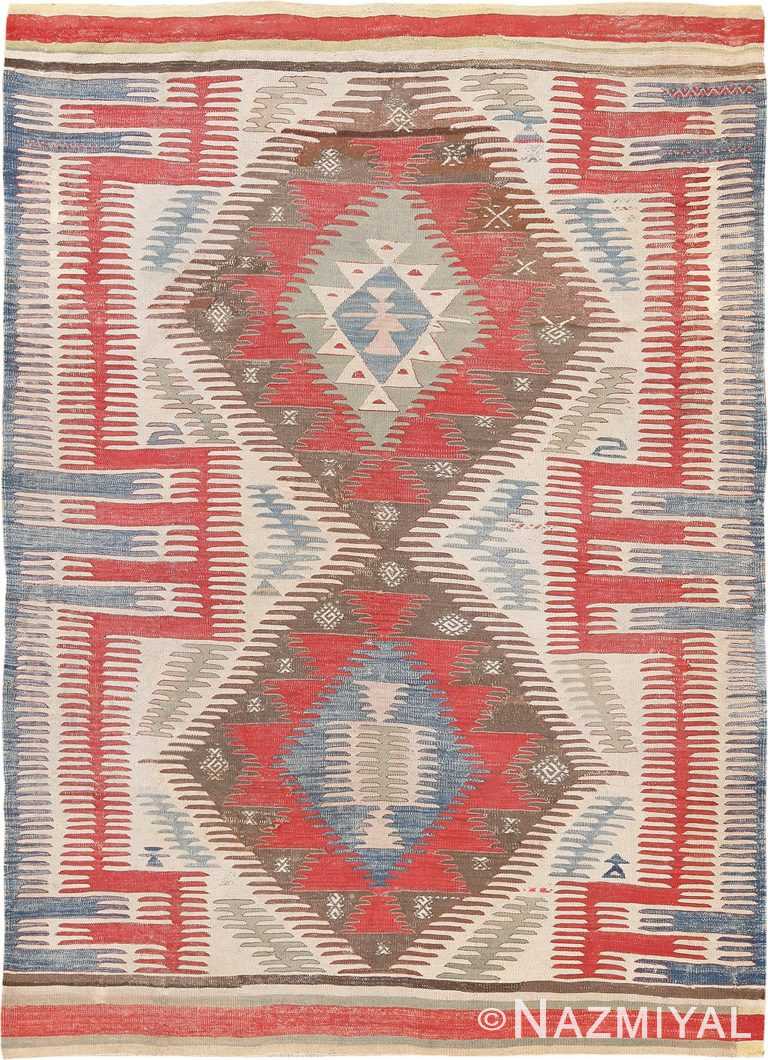 Tribal Antique Flat Weave Turkish Kilim #70009 from Nazmiyal Antique Rugs in NYC