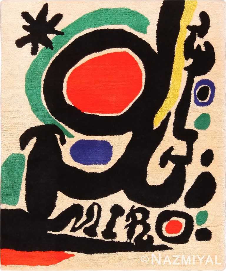 Small Square Vintage Miro Art Rug #70034 From Nazmiyal Vintage Rugs in NYC