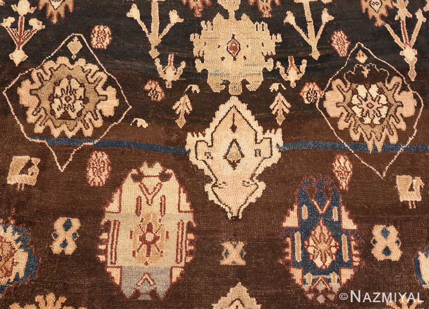 A Detailed Picture of Brown Antique Persian Malayer Rug #48939 from Nazmiyal Antique Rugs in NYC