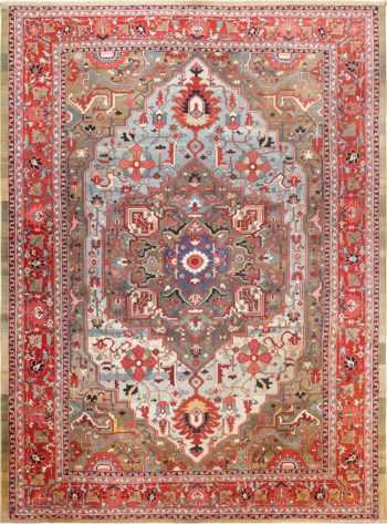 Picture of a Spectacular Large Jewel Tone Antique Persian Heriz Serapi Rug #49993 from Nazmiyal Antique Rugs in NYC