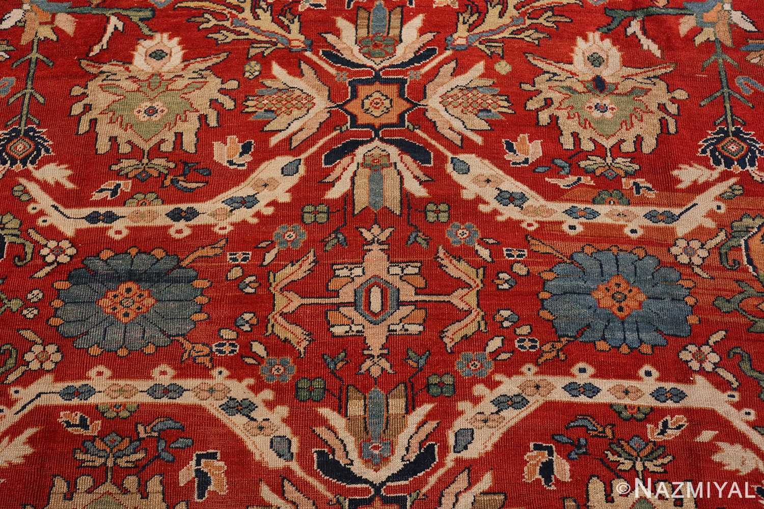 A detailed pattern picture of the antique large scale persian sultanabad carpet #48563 from Nazmiyal Antique Rugs NYC