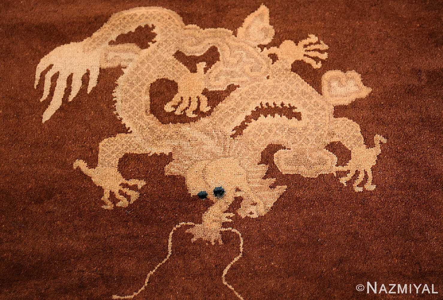 A detailed whole dragon picture of the antique chinese dragon runner rug #70064 from Nazmiyal Antique Rugs NYC