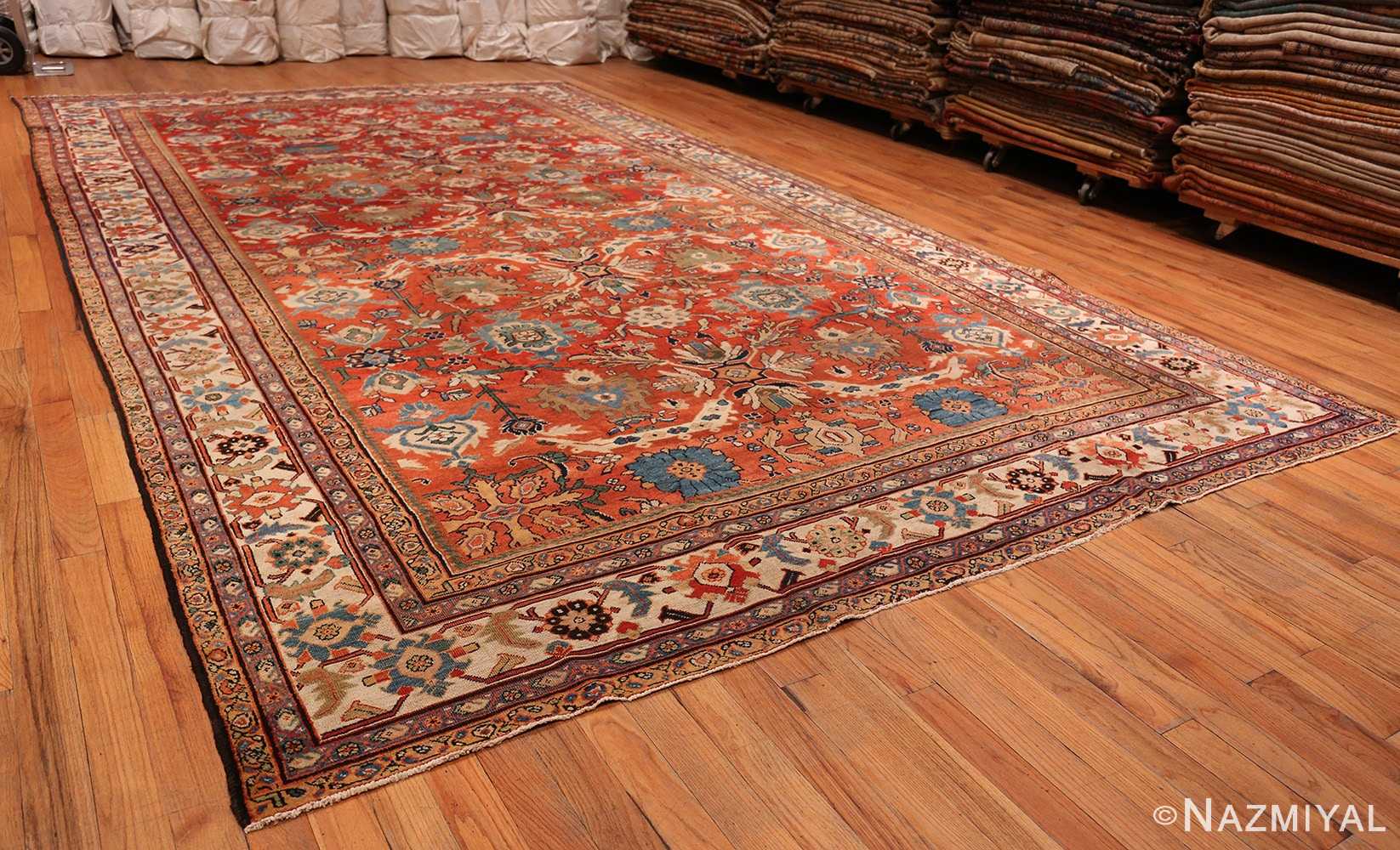 A full picture of the antique large scale persian sultanabad carpet #48563 from Nazmiyal Antique Rugs NYC