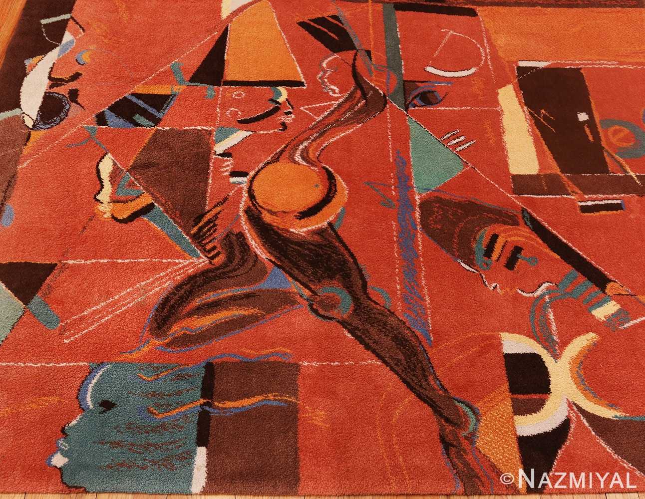 Picture of the center of the Image of the weave of the Vintage Miles Davis Jazz Scene Art Rug 70066