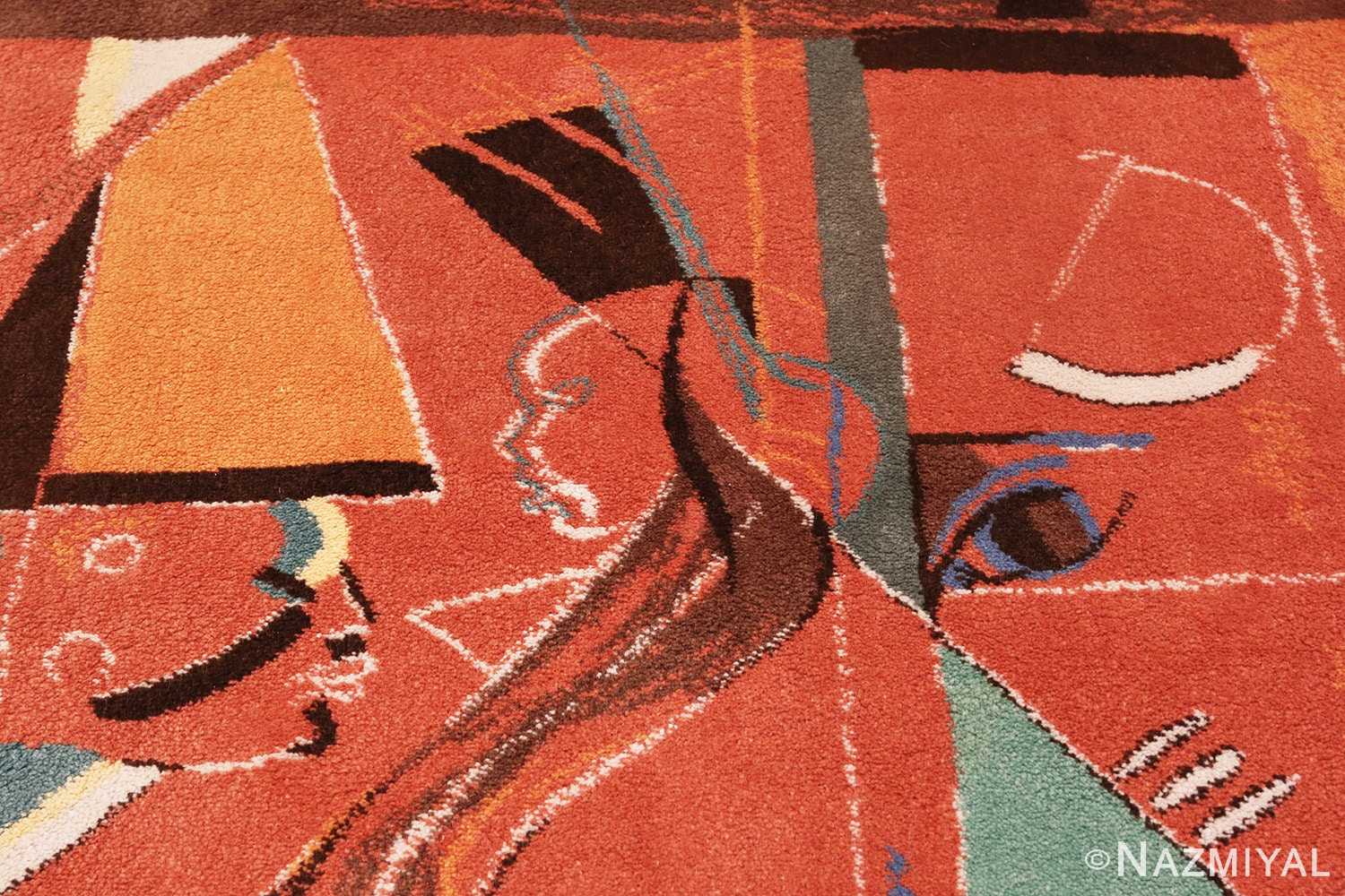 Picture of the center of the Image of the weave of the Vintage Miles Davis Jazz Scene Art Rug 70066