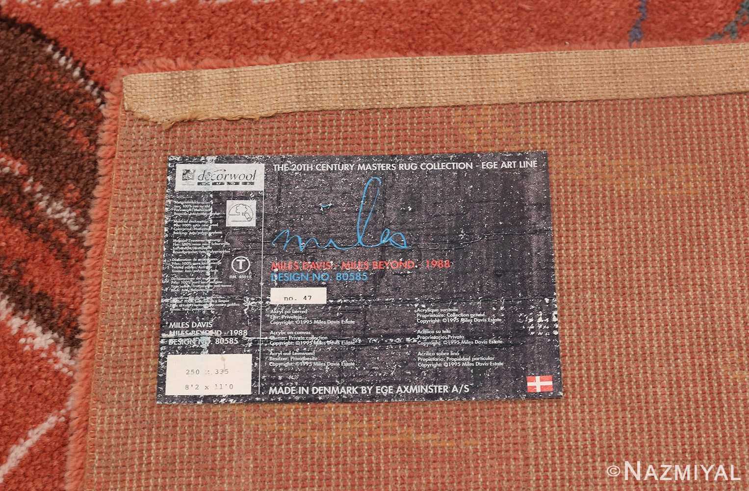 Picture of the information of the Image of the weave of the Vintage Miles Davis Jazz Scene Art Rug 70066