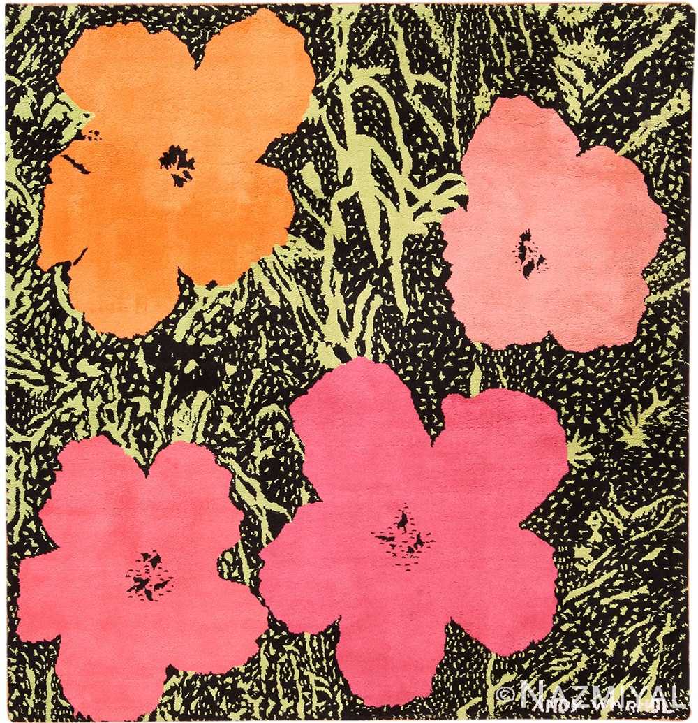 Square Vintage Andy Warhol Flowers Rug Nazmiyal