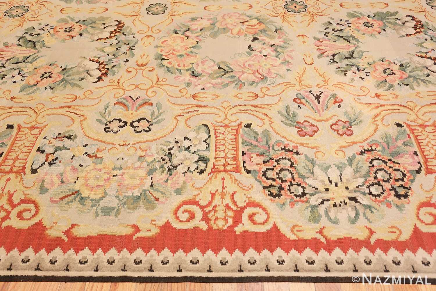 Border Antique Floral Romanian Bessarabian Kilim rug 70101 by Nazmiyal