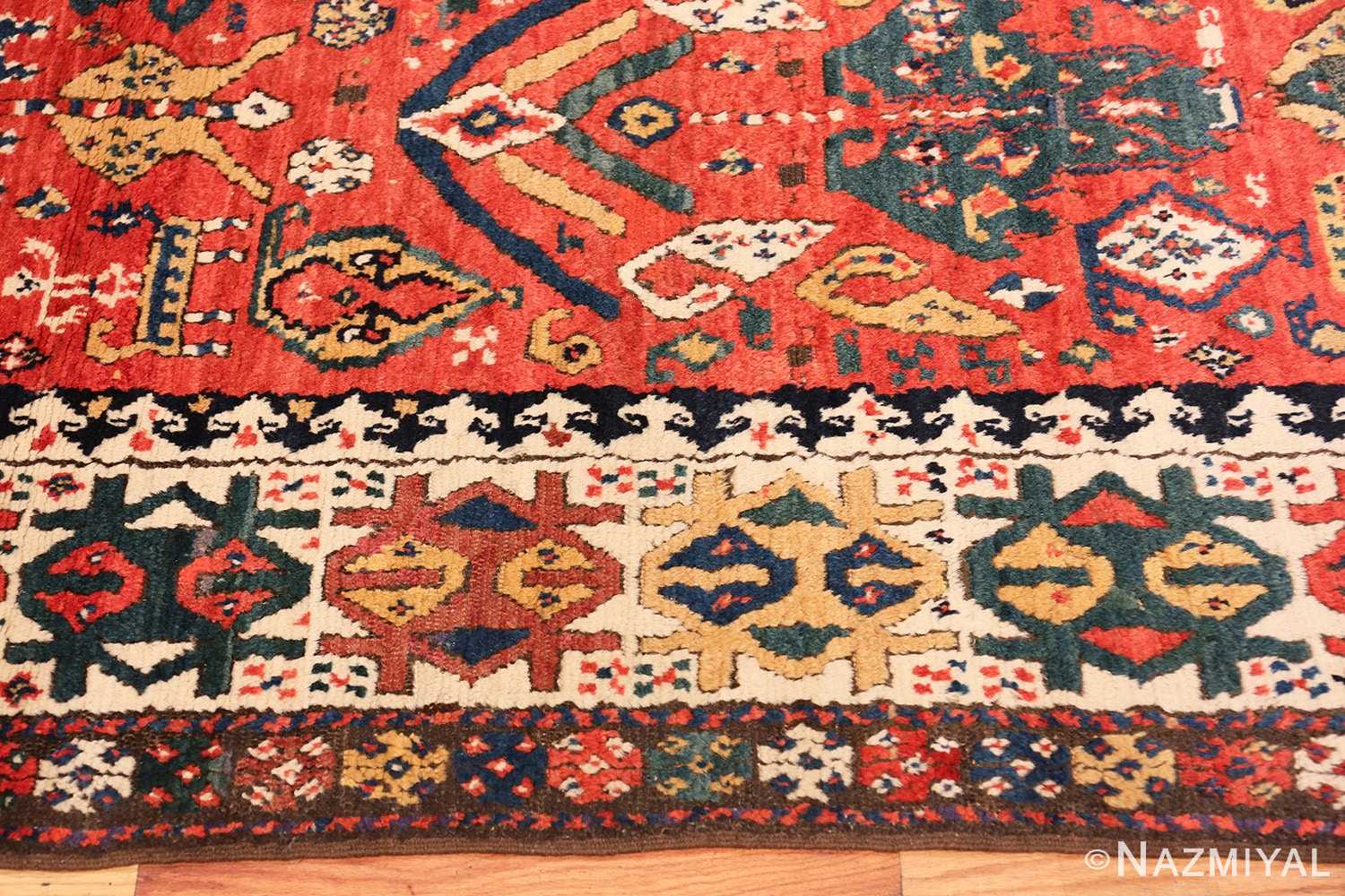 Border Antique Kazak Caucasian rug 70122 by Nazmiyal