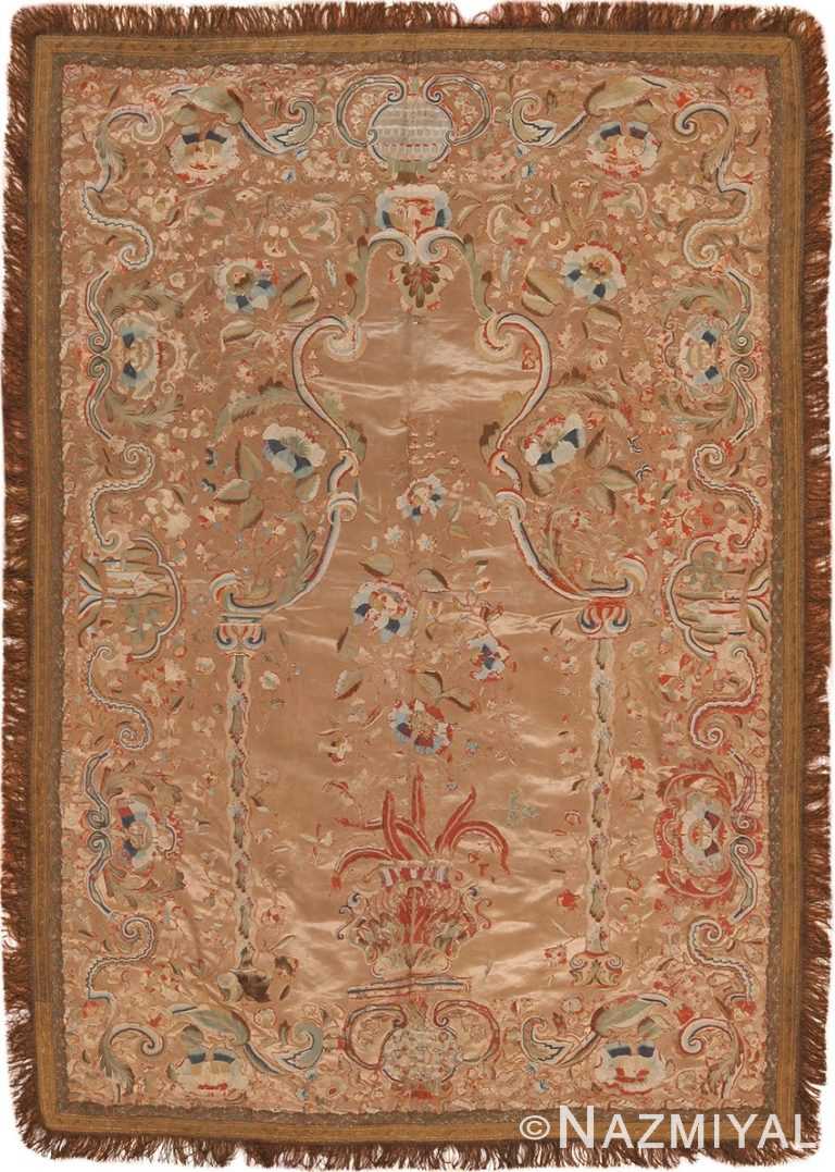 Antique Persian Silk Embroidery Prayer Design Textile #70140 by Nazmiyal Antique Rugs