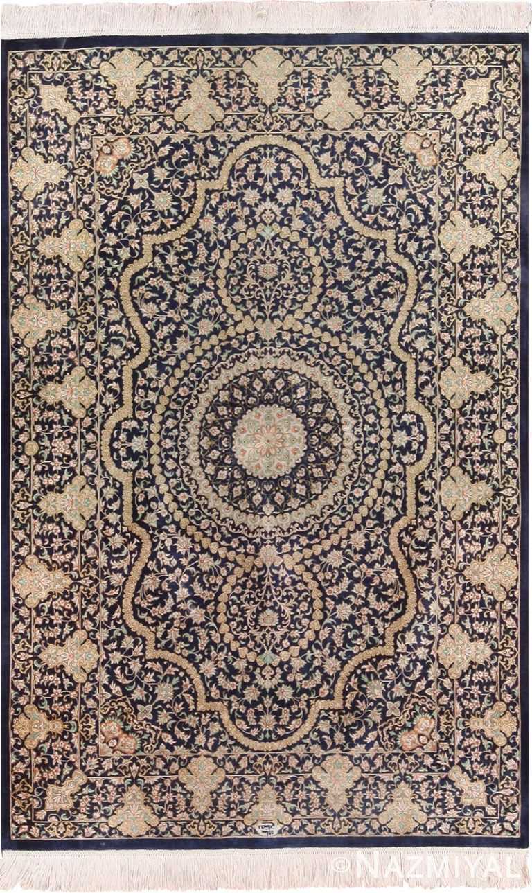 Full view Fine Persian silk Qum rug 70117 by Nazmiyal