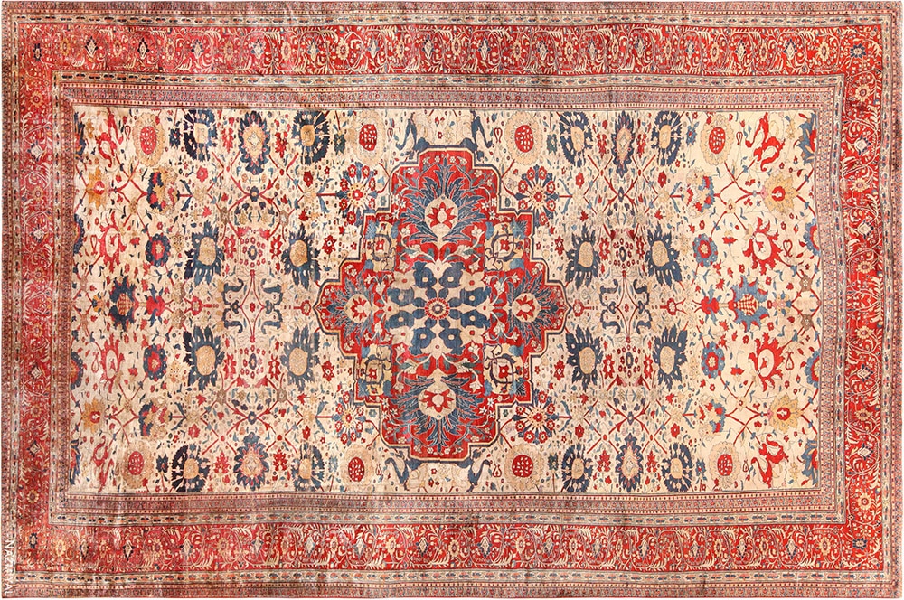 Antique Persian Silk Heriz Rug #71939 by Nazmiyal Antique Rugs