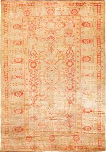 Full view antique Oushak Turkish rug 70235 by Nazmiyal