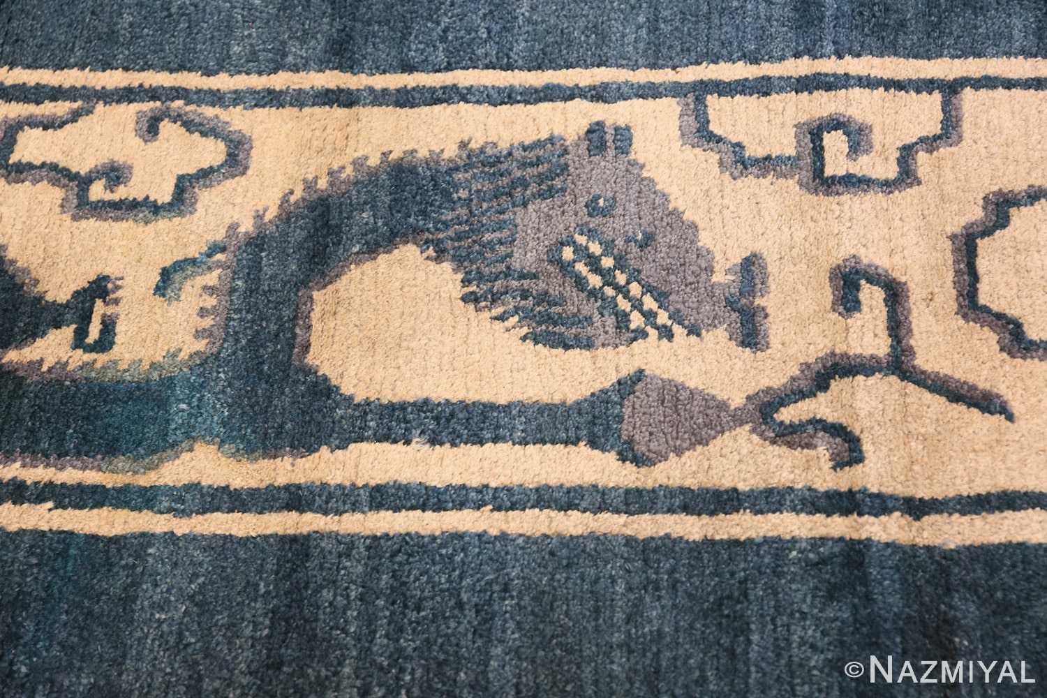 Close-up Antique Mongolian dragon design rug 70186 by Nazmiyal