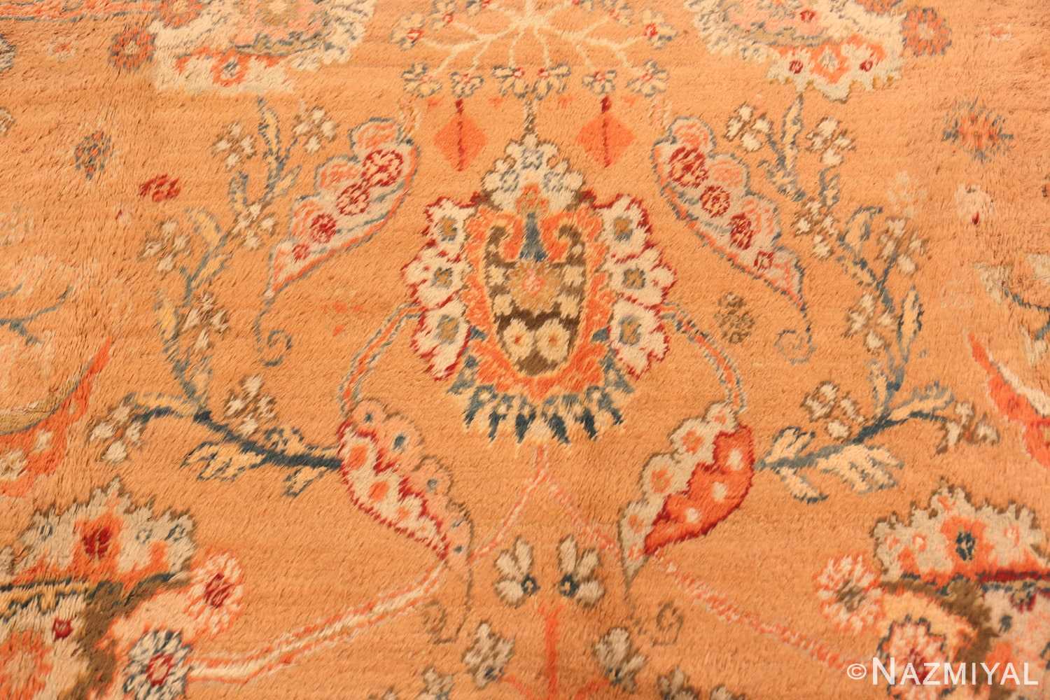 Close-up antique Turkish Oushak Angora rug 70221 by Nazmiyal