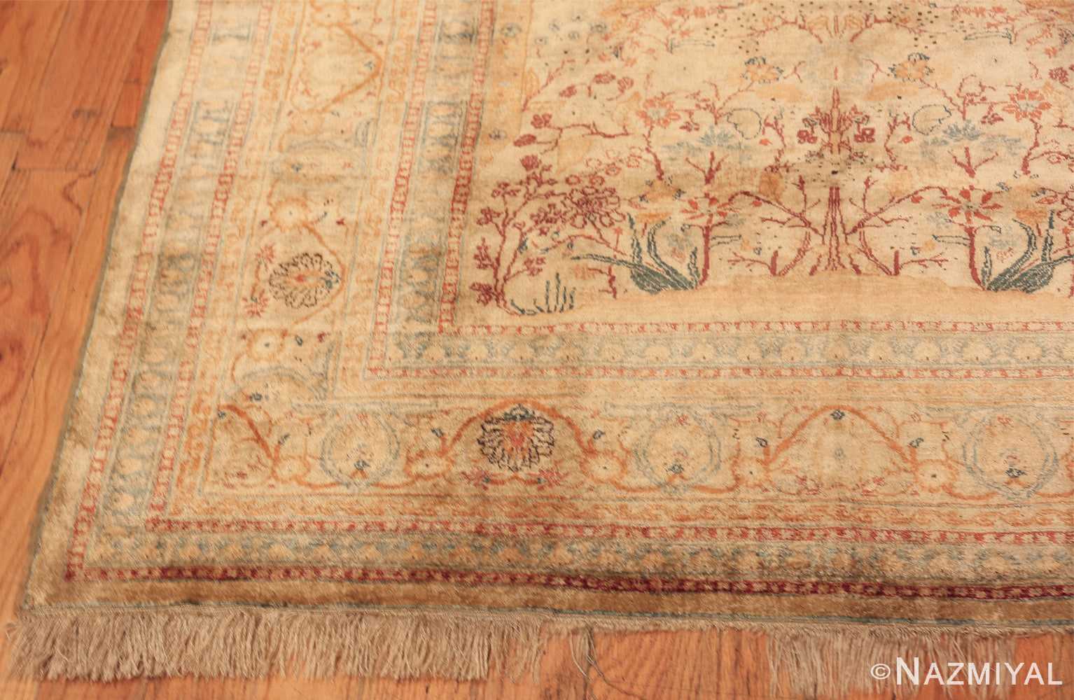 Corner antique Persian Tabriz Silk Rug 70227 by Nazmiyal
