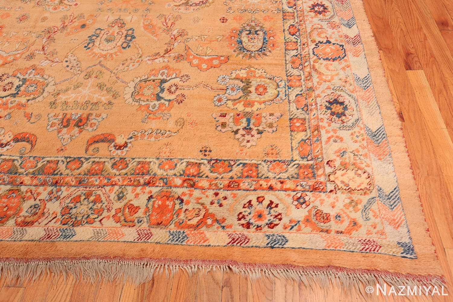 Corner antique Turkish Oushak Angora rug 70221 by Nazmiyal