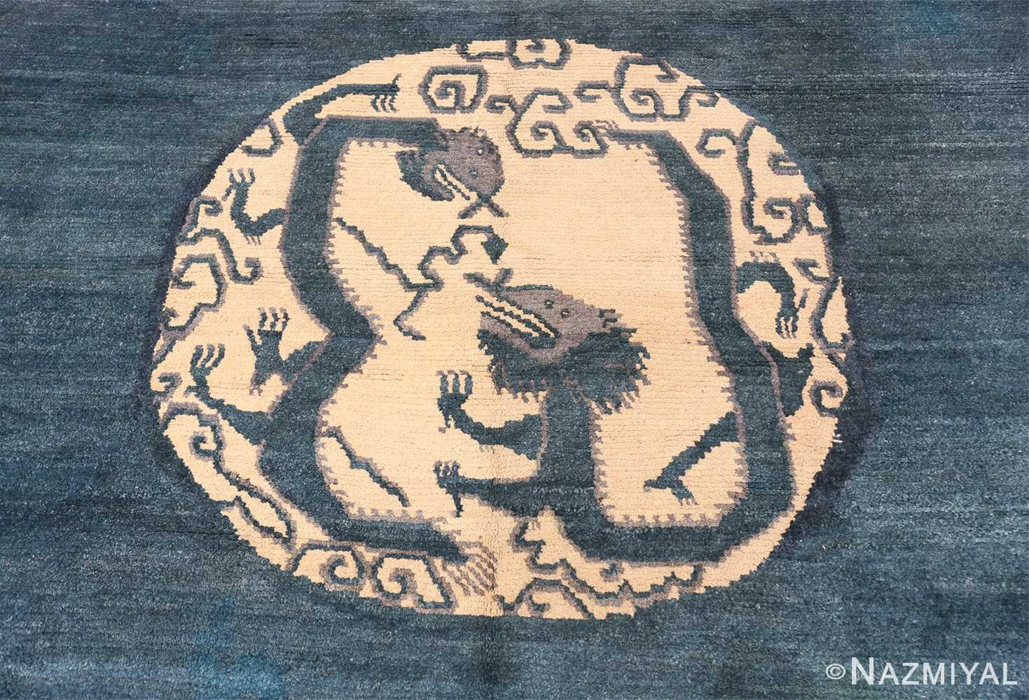 Detail Antique Mongolian dragon design rug 70186 by Nazmiyal