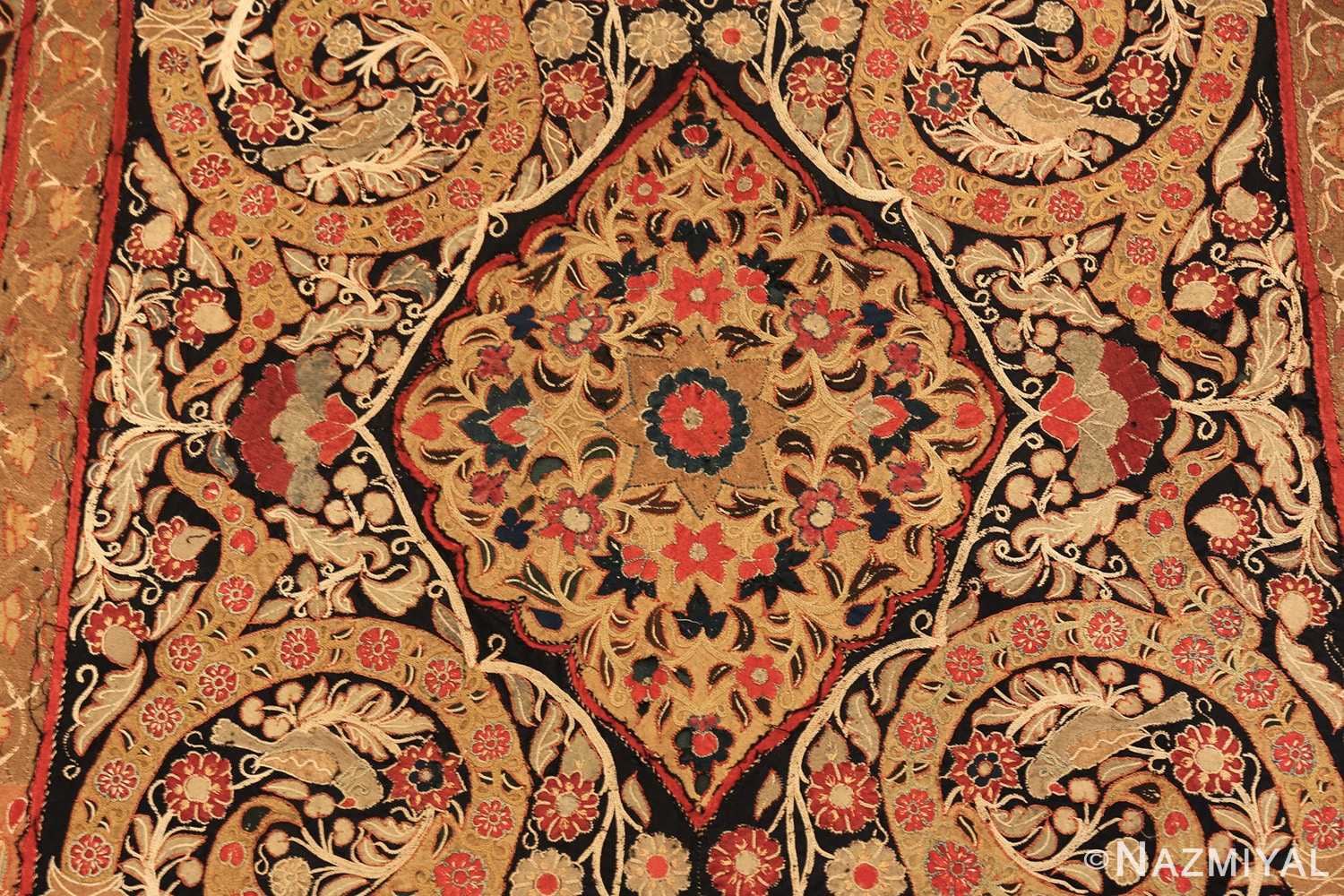 Field Antique Persian Silk Rashi embroidery textile 70225 by Nazmiyal