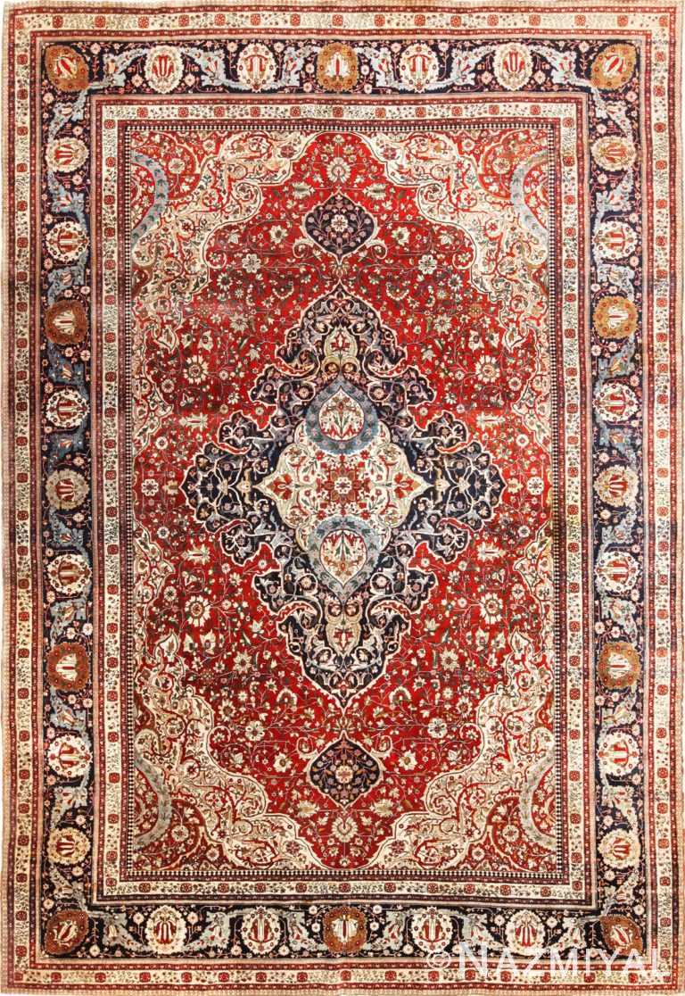 Full view Antique Persian Kashan Mohtasham rug 70175 by Nazmiyal Antique rugs collection