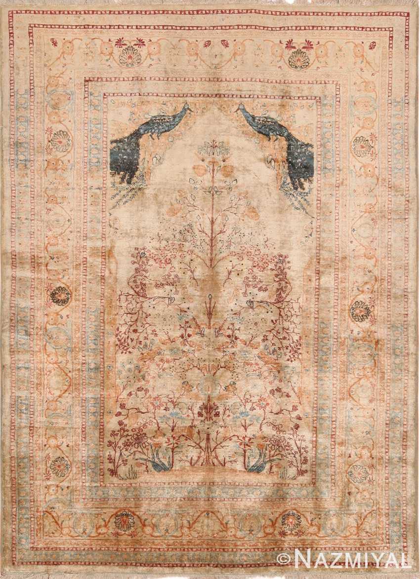 Full Antique Persian Tabriz Silk Prayer Rug #70227 by Nazmiyal