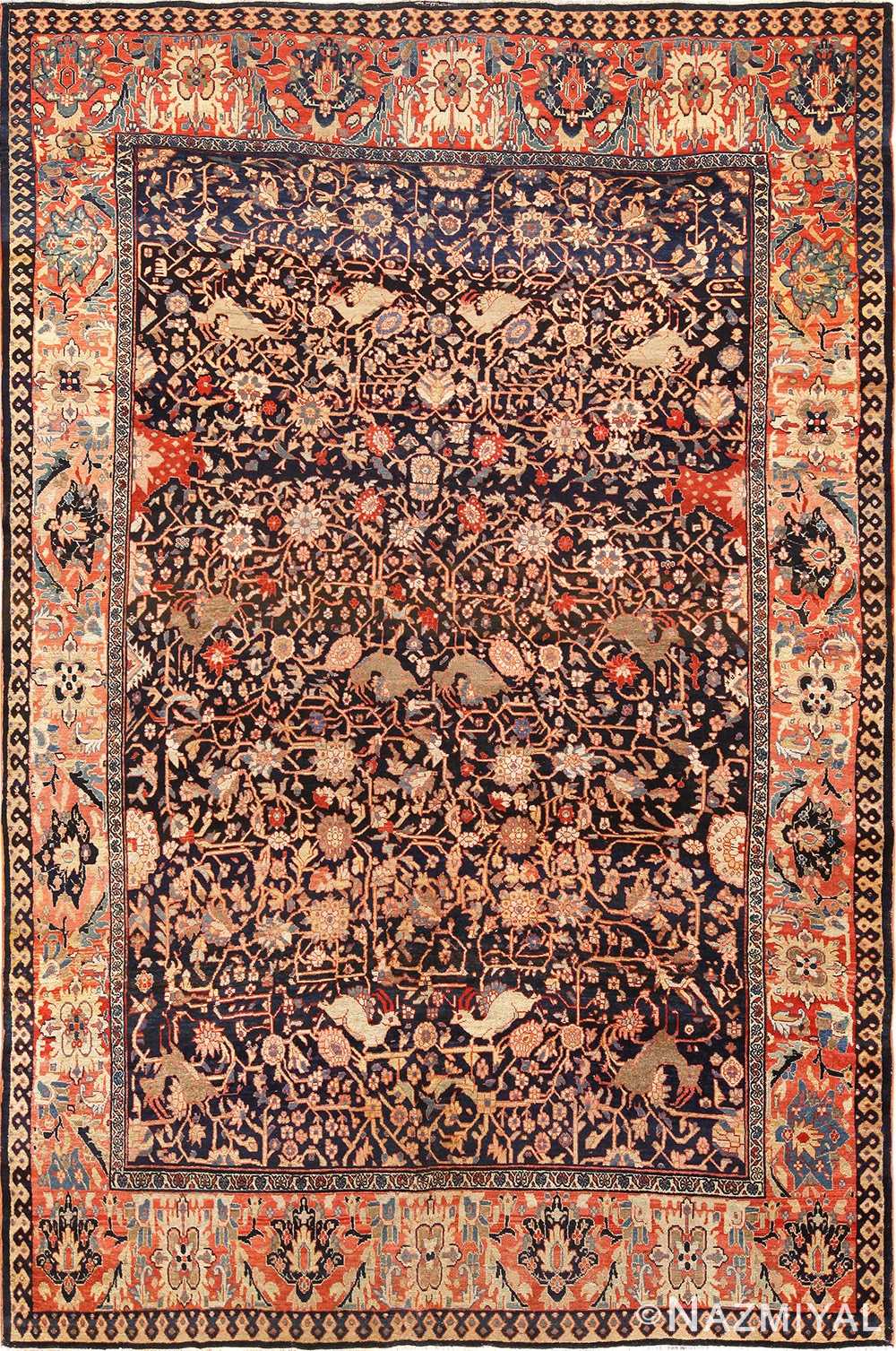 Full view Antique Persian Faharan Sahouk Rug 70234 by Nazmiyal