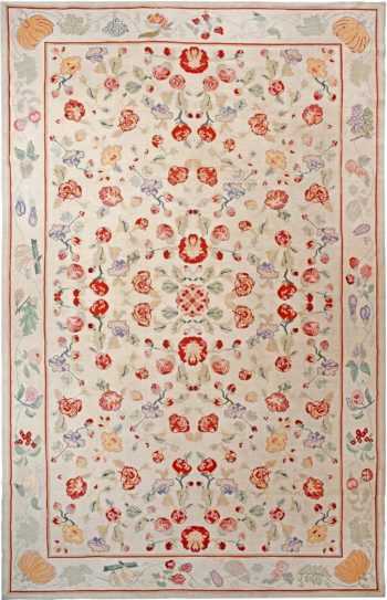 Floral Antique Portuguese Needlepoint Rug 90017 by Nazmiyal Antique Rugs