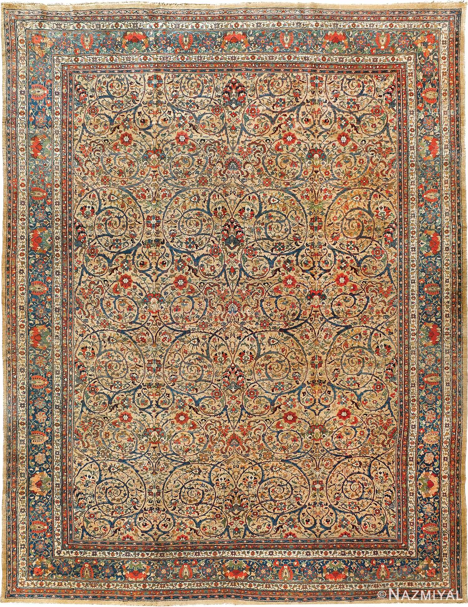 Fine Antique Room Size Persian Tabriz Area Rug #90032 by Nazmiyal Antique Rugs