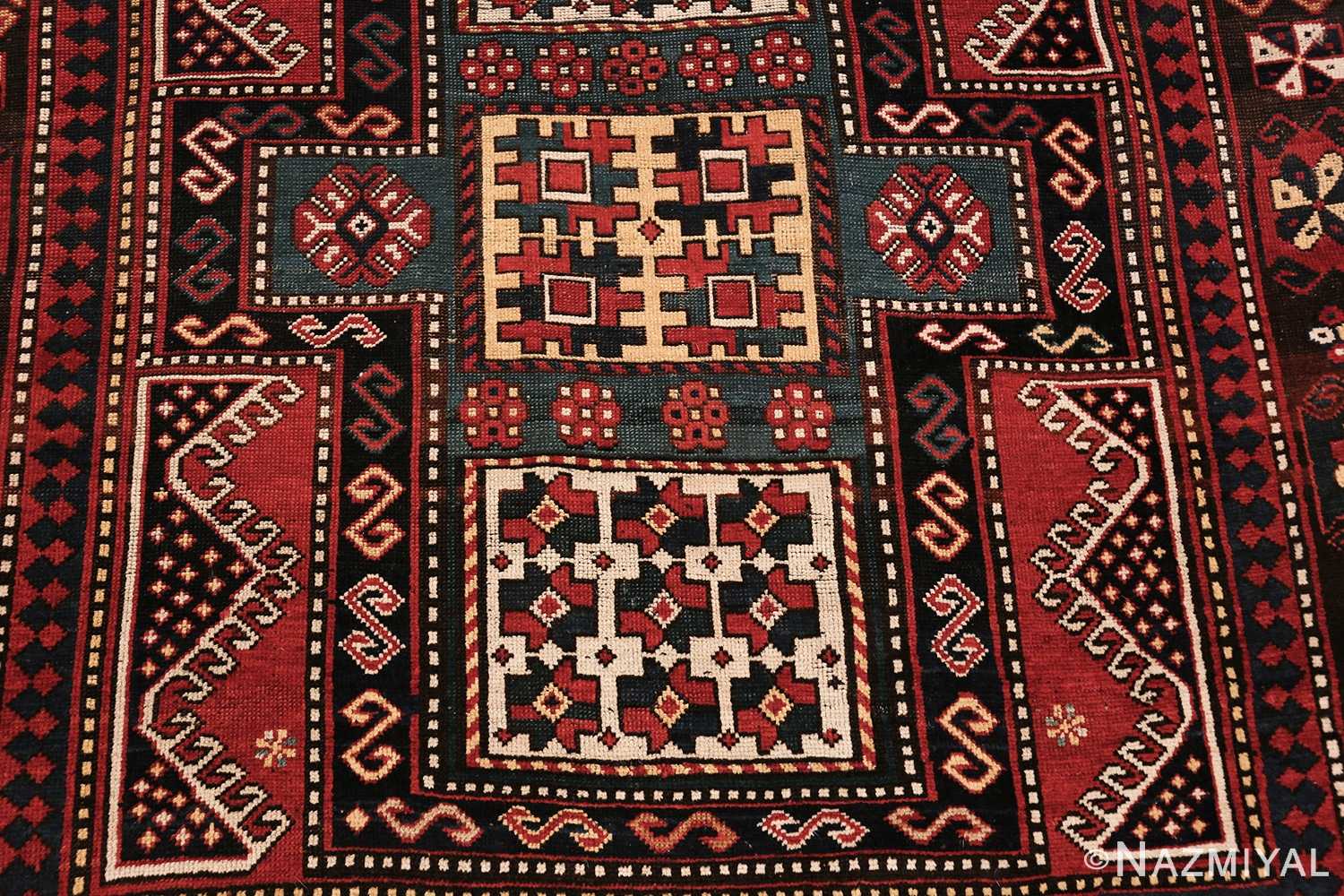 Close Up Tribal Antique Kazak Caucasian Rug 70301 by Nazmiyal NYC