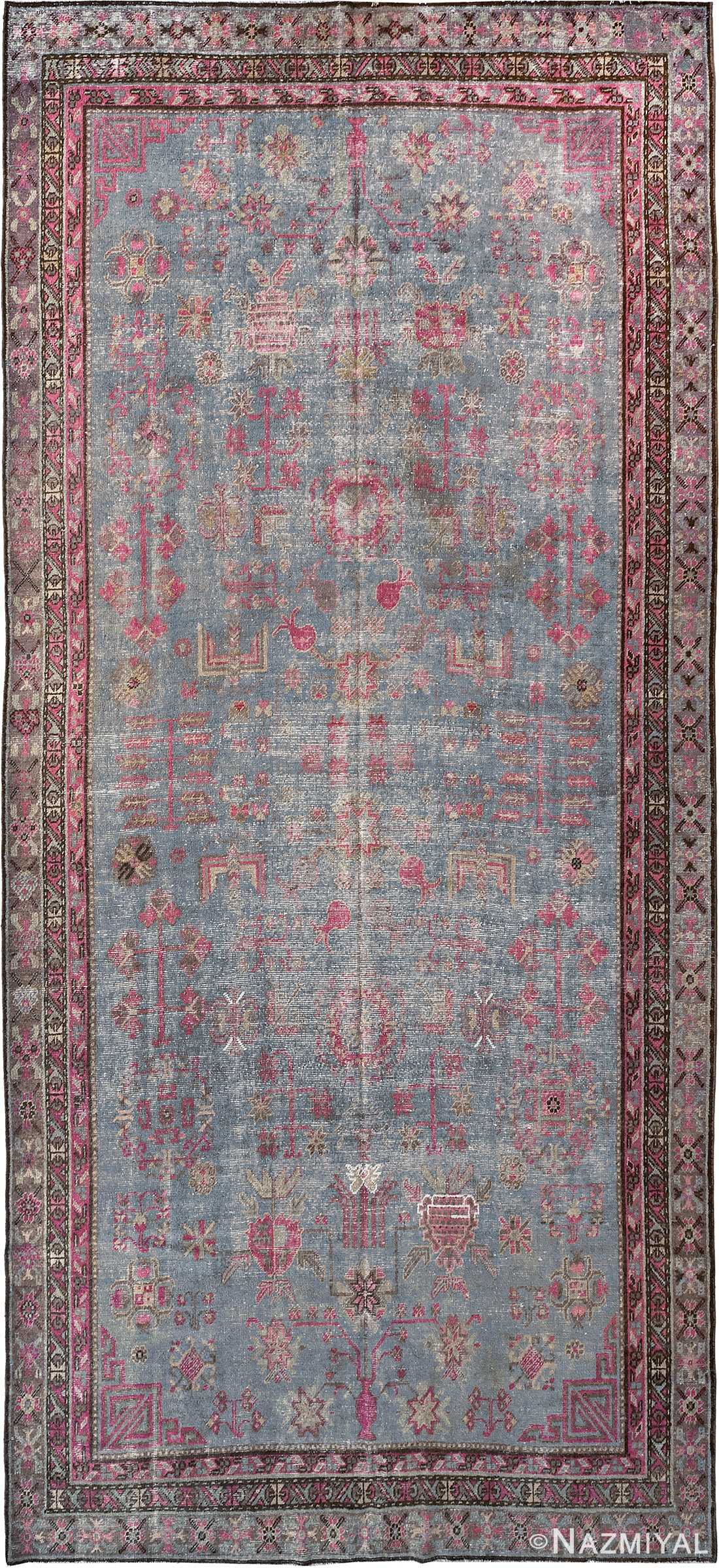 Antique Blue And Purple Shabby Chic Khotan Rug #90048 by Nazmiyal Antique Rugs