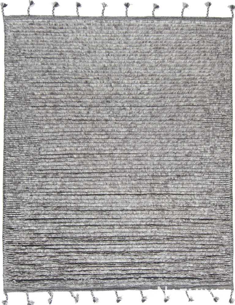 Solid Gray Modern Boho Chic Soft Plush Wool Rug #142808764 by Nazmiyal Antique Rugs
