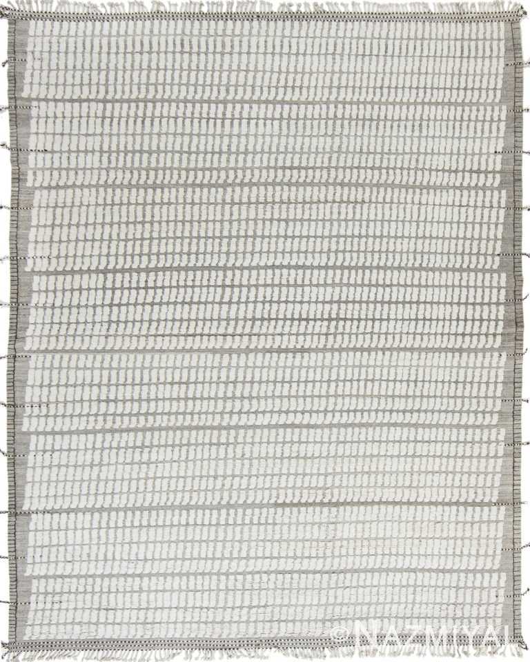 Geometric Grid Design Modern Gray Boho Chic Rug #142815011 by Nazmiyal Antique Rugs