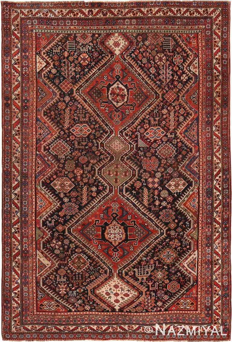 Tribal Antique Persian Qashqai Rug #60056 by Nazmiyal Antique Rugs
