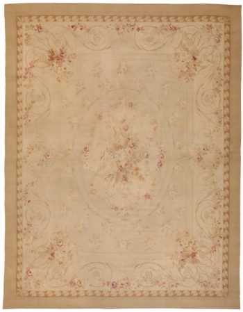 Antique Ivory French Aubusson Rug 70392 by Nazmiyal NYC