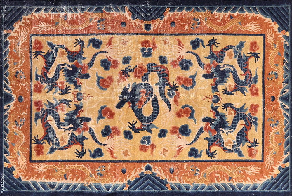 Antique Dragon Chinese Rug #72102 by Nazmiyal Antique Rugs