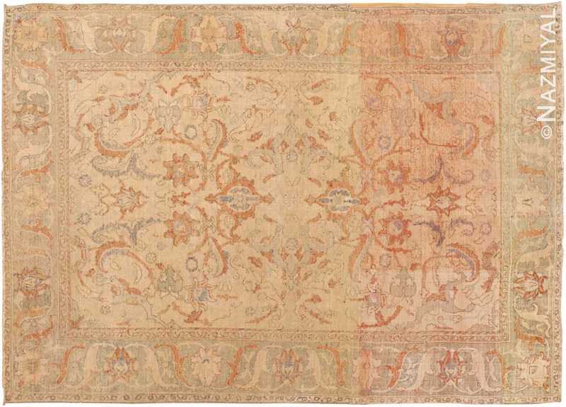 Alfombra persa polonesa antigua de seda del siglo XVII Nazmiyal