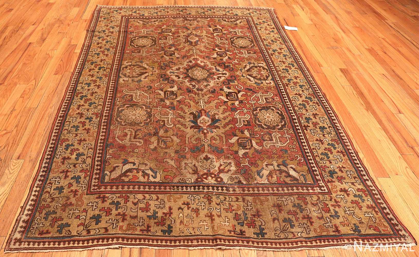 Whole View Of 17th Century Antique Caucasian Kuba Blossom Rug 48855 by Nazmiyal NYC