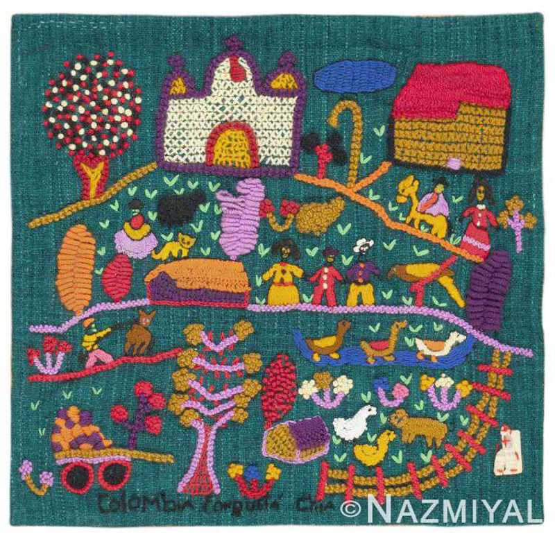 Vintage Handmade Animal Safari Zoo Artwork Cross Stitch Needlework Textile Art