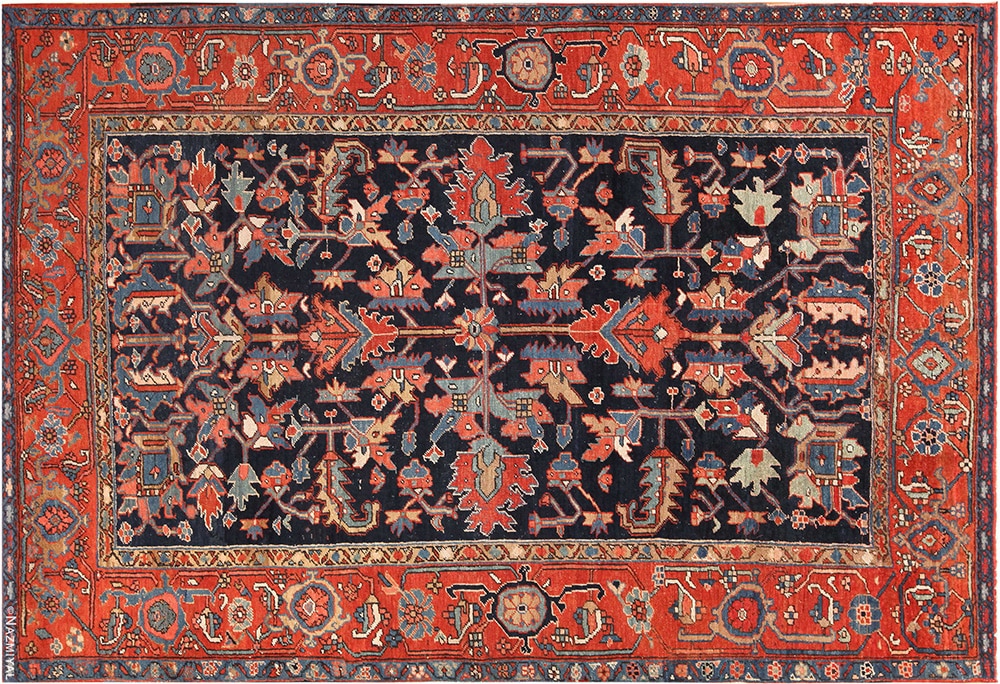 Bold Antique Persian Heriz Rug #72100 by Nazmiyal Antique Rugs