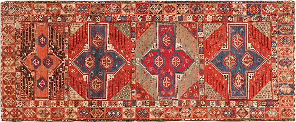 Alfombra Konya turca antigua tribal colorida #70988 Alfombras antiguas Nazmiyal
